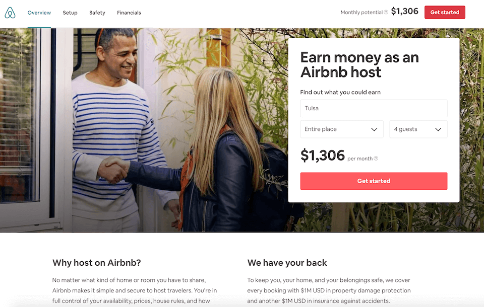 esempio landing page AIRBNB per lead generation - bluxmedia.com