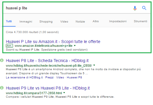 campagna search - amazon per huawei - lead generation - bluxmedia.com